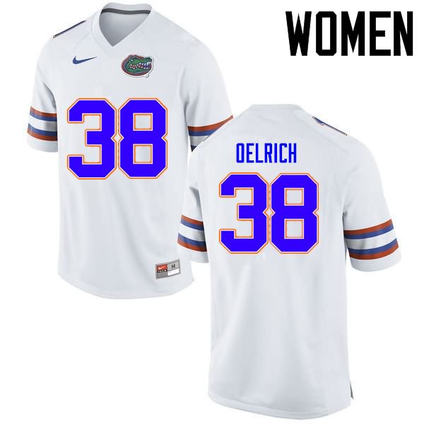 NCAA Florida Gators Nick Oelrich Women's #38 Nike White Stitched Authentic College Football Jersey PJQ3764EK